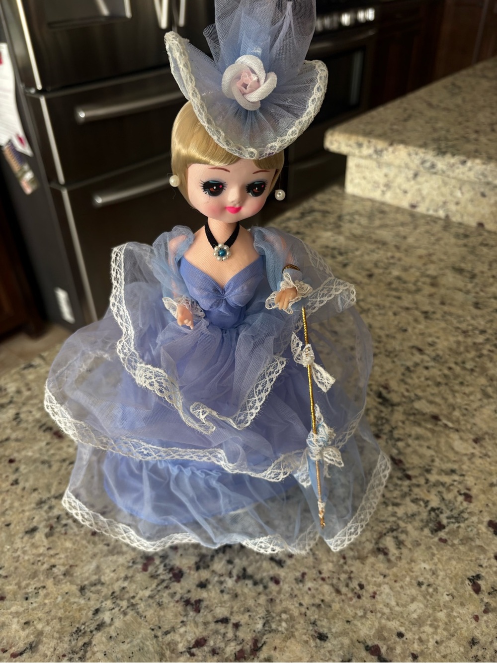 Bradley vintage 1970s doll Blonde hair and blue dress GUC for age